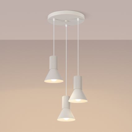 Pendelleuchte an Kabel ESTRIA 3xE14/10W/230V Ø 30 cm cremefarben
