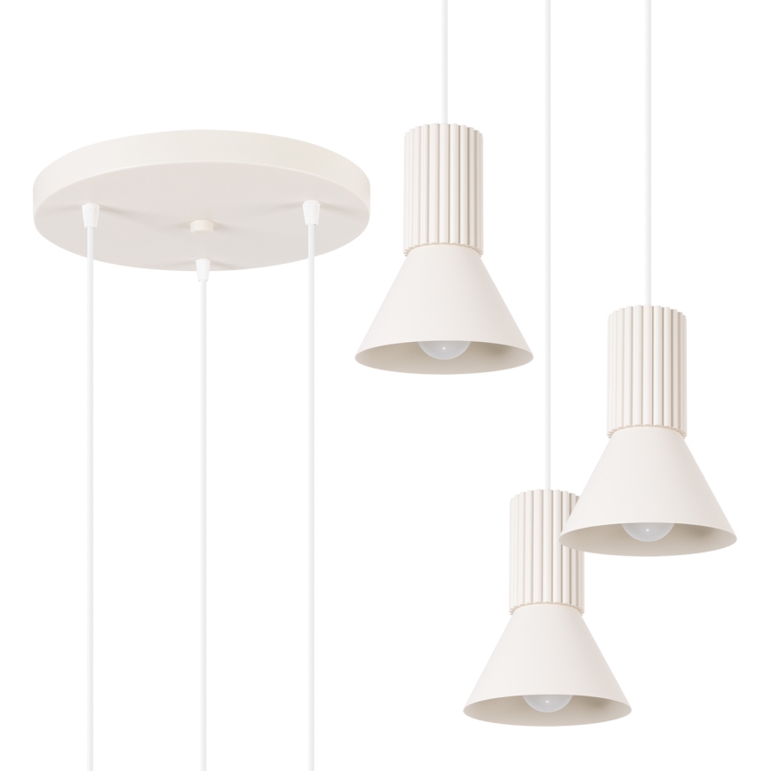 Pendelleuchte an Kabel ESTRIA 3xE14/10W/230V Ø 30 cm cremefarben