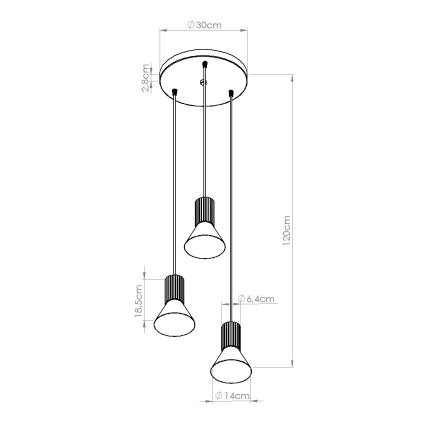 Pendelleuchte an Kabel ESTRIA 3xE14/10W/230V Ø 30 cm grün