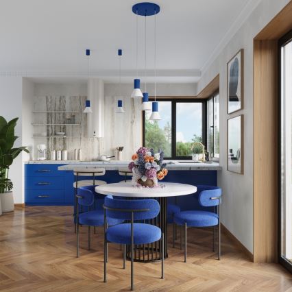 Pendelleuchte an Kabel ESTRIA 3xE14/10W/230V Ø 30 cm blau