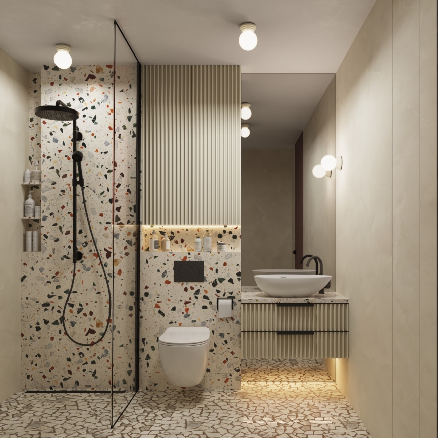 Badezimmer-Deckenleuchte ZORI 1xG9/8W/230V Ø 12 cm IP44 beige