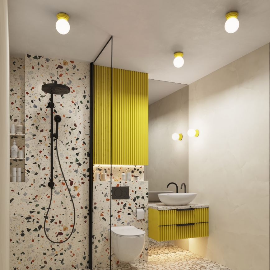 Badezimmer-Deckenleuchte ZORI, 1x G9/8W/230V, Ø 12 cm, IP44, Gelb