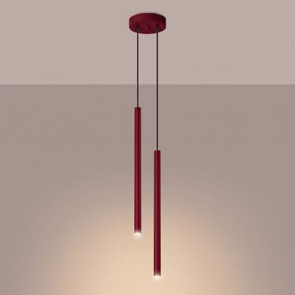 Hängeleuchte PASTELO an Kabel, 2xG9/8W/230V, rot