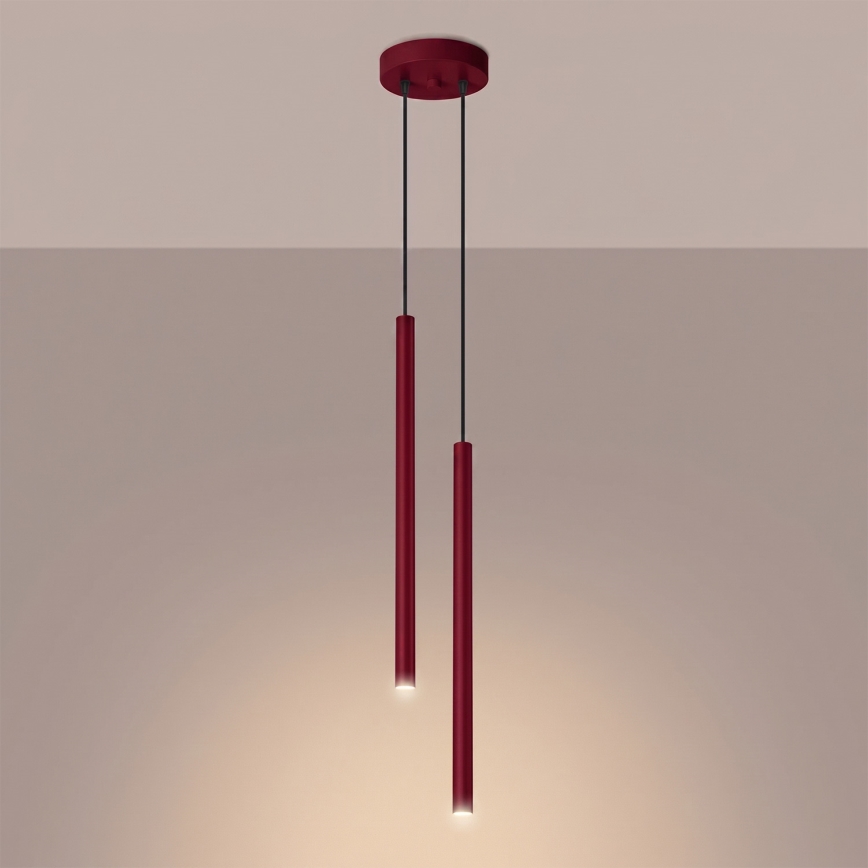 Hängeleuchte PASTELO an Kabel, 2xG9/8W/230V, rot