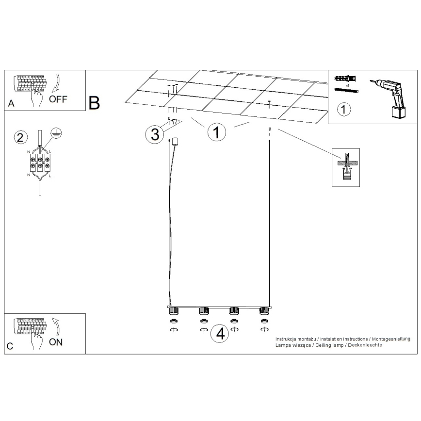 Pendelleuchte AURA an Stahlseil 4xGX53/10W/230V weiß
