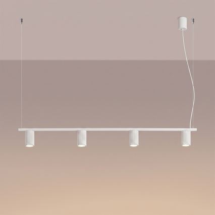 Pendelleuchte KARBON an Kabel, 4xGU10/10W/230V, weiß