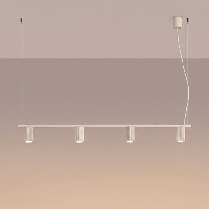 Pendelleuchte mit Kabel KARBON 4xGU10/10W/230V cremefarben