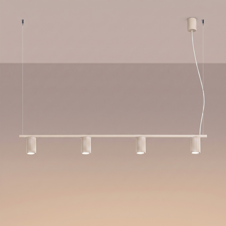 Pendelleuchte mit Kabel KARBON 4xGU10/10W/230V cremefarben