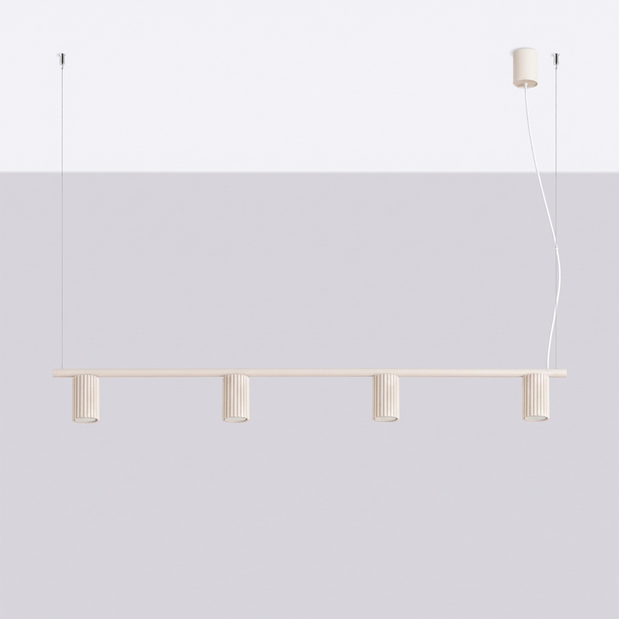 Pendelleuchte mit Kabel KARBON 4xGU10/10W/230V cremefarben