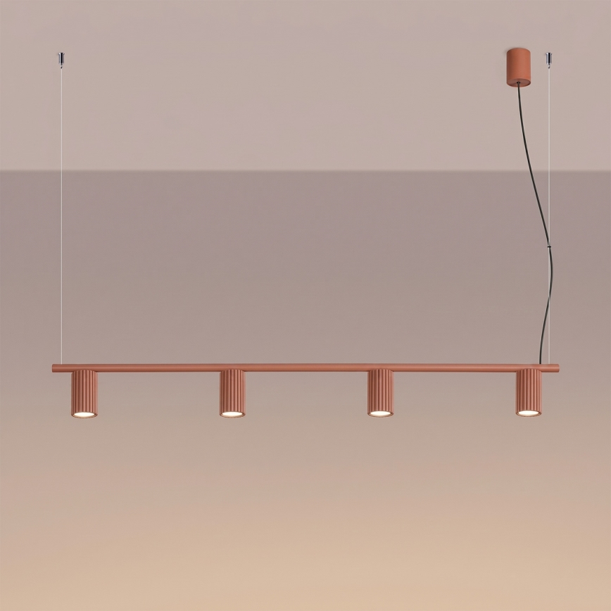 Seil-Pendelleuchte KARBON 4xGU10/10W/230V orange