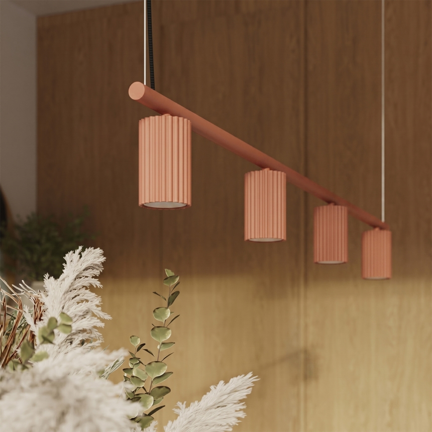 Seil-Pendelleuchte KARBON 4xGU10/10W/230V orange