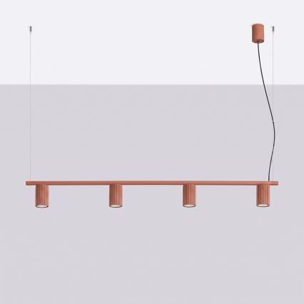Seil-Pendelleuchte KARBON 4xGU10/10W/230V orange