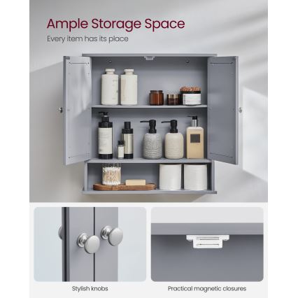 Spiegelschrank ZARA 58,5 x 56,5 cm, grau