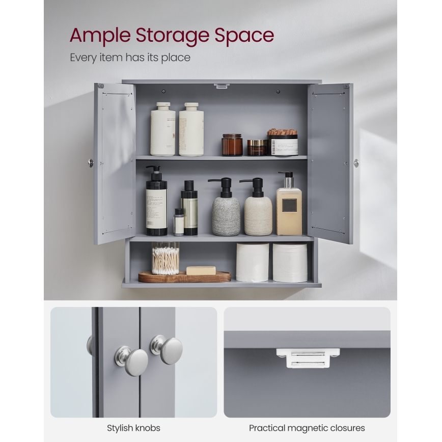 Spiegelschrank ZARA 58,5 x 56,5 cm, grau