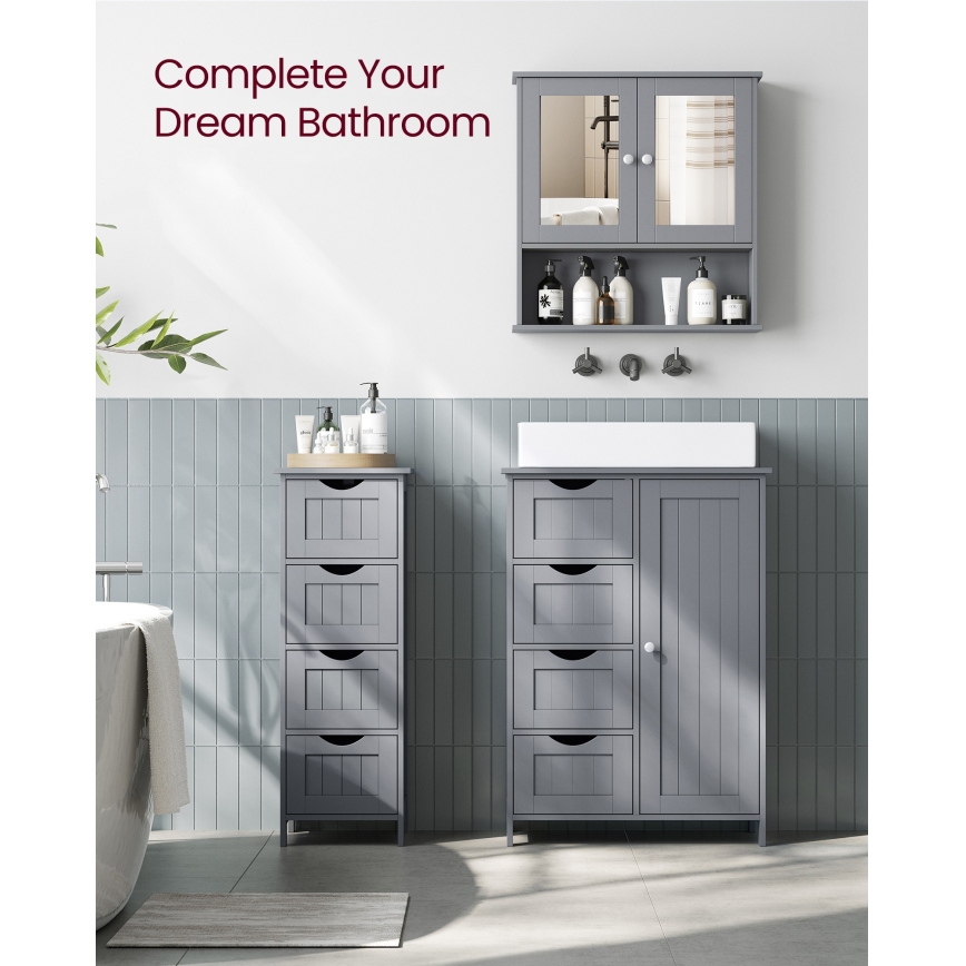 Spiegelschrank ZARA 58,5 x 56,5 cm, grau