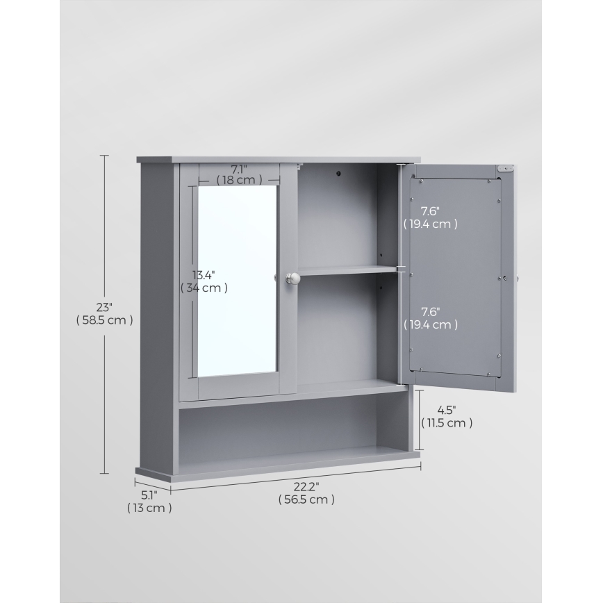 Spiegelschrank ZARA 58,5 x 56,5 cm, grau