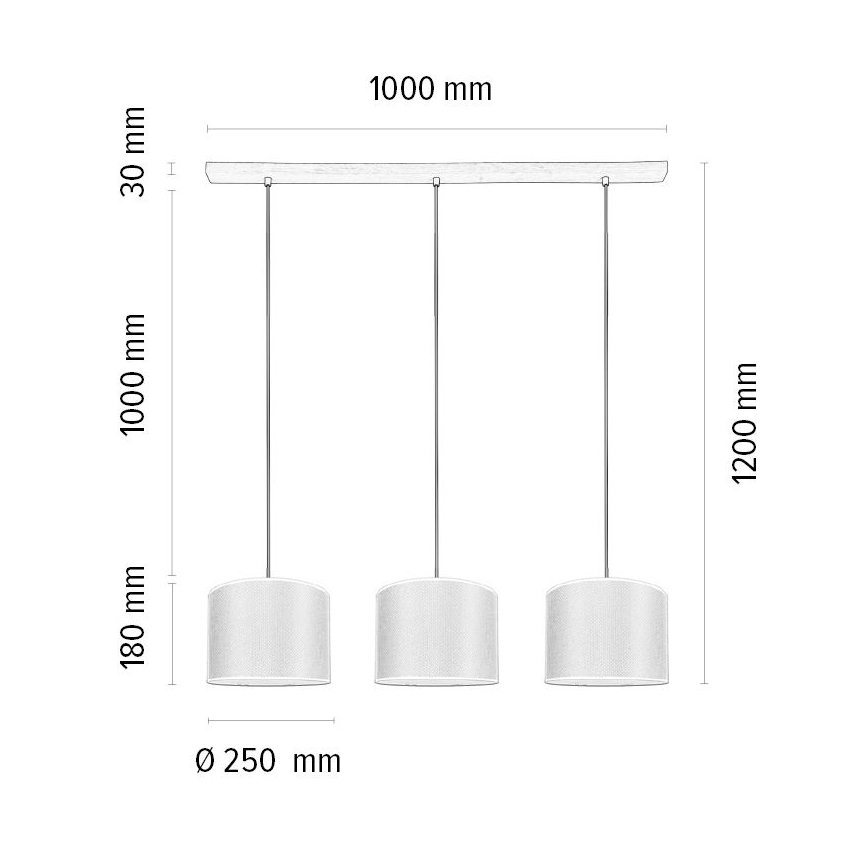 Hängeleuchte an Schnur BENITA 3xE27/40W/230V cremefarben/Eiche – FSC-zertifiziert