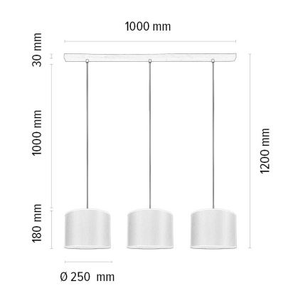 Hängeleuchte an Schnur BENITA 3xE27/40W/230V braun/Eiche – FSC-zertifiziert