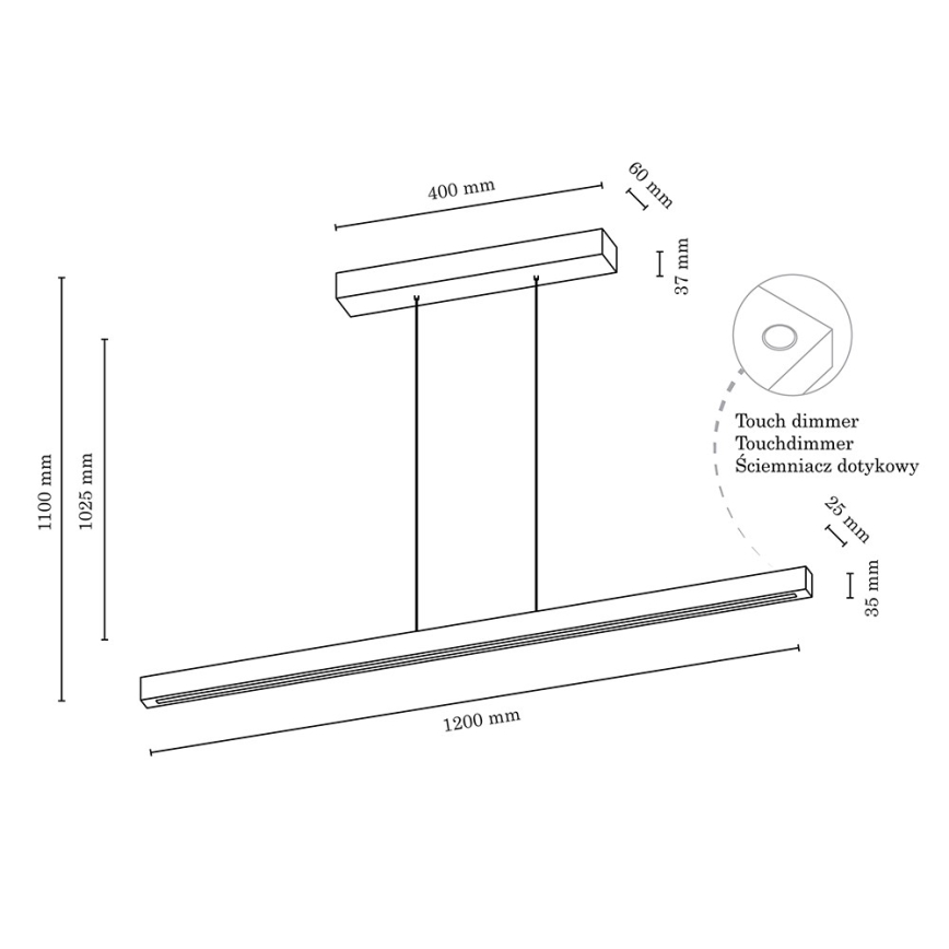 Dimmbare LED-Hängeleuchte SMAL LED/18W/230V Eiche