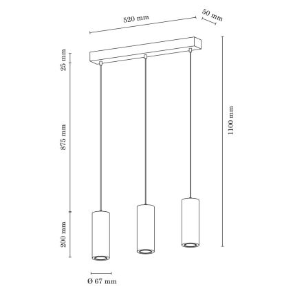LED-Hängeleuchte PIPE 3xGU10/5W/230V matte Eiche