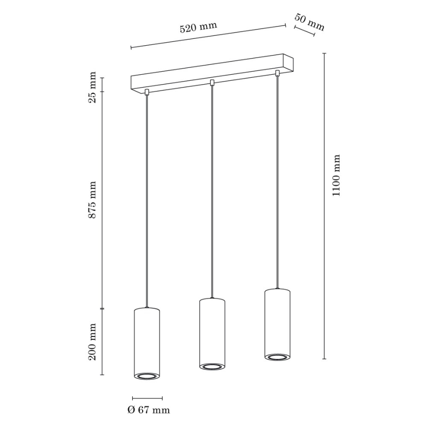 LED-Hängeleuchte PIPE 3xGU10/5W/230V matte Eiche