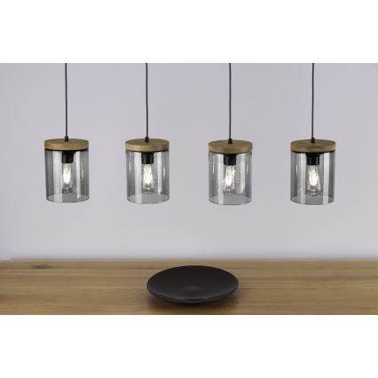 Hängeleuchte an Schnur MONSUN 1xE27/60W/230V Kiefer – FSC-zertifiziert