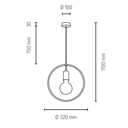 Hängeleuchte an Schnur CARSTEN 1xE27/60W/230V Eiche matt – FSC-zertifiziert