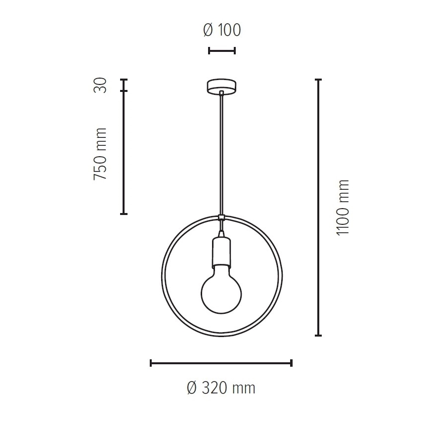 Hängeleuchte an Schnur CARSTEN 1xE27/60W/230V Eiche matt – FSC-zertifiziert