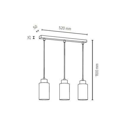 Schnur-Hängeleuchte BOSCO 3xE27/60W/230V – FSC-zertifiziert