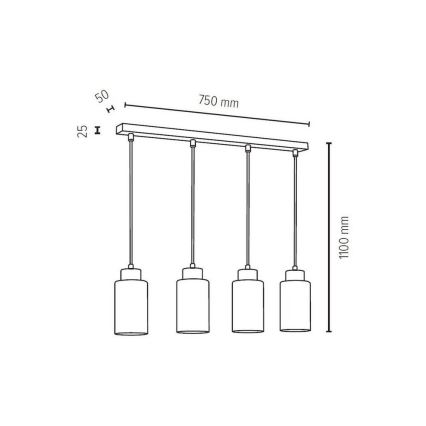 Schnur-Hängeleuchte BOSCO 4xE27/60W/230V – FSC-zertifiziert