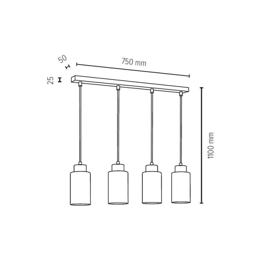 Schnur-Hängeleuchte BOSCO 4xE27/60W/230V – FSC-zertifiziert
