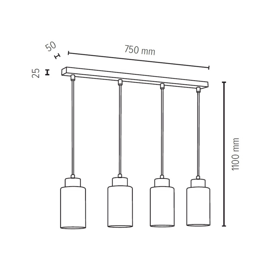 Schnur-Hängeleuchte BOSCO 4xE27/60W/230V – FSC-zertifiziert