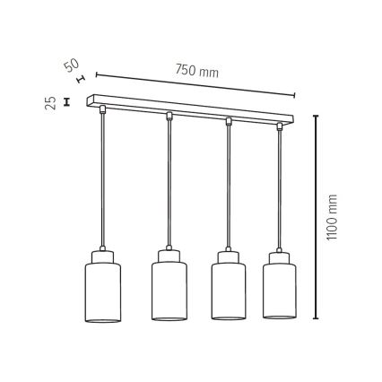 Schnur-Hängeleuchte BOSCO 4xE27/60W/230V – FSC-zertifiziert