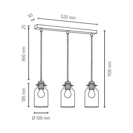 Hängeleuchte ALESSANDRO 3xE27/60W/230V – FSC-zertifiziert