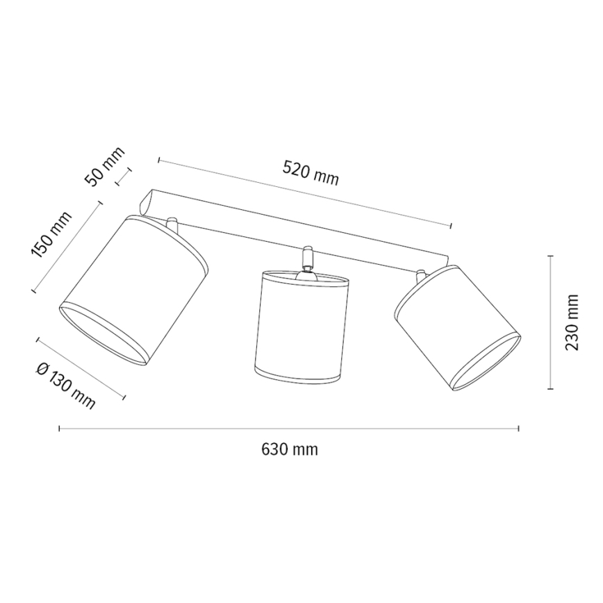 Spotleuchte BENITA 3xE27/25W/230V braun/Eiche
