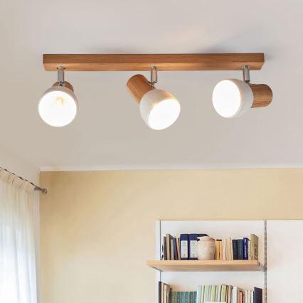 Spotleuchte SVENDA 3xE27/60W/230V Eiche/Weiß