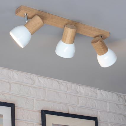 Spot-Einbauleuchte SVENDA 3xE27/60W/230V Eiche