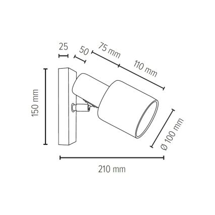 Wand-Spotleuchte TREEHOUSE 1xE27/25W/230V – FSC-zertifiziert