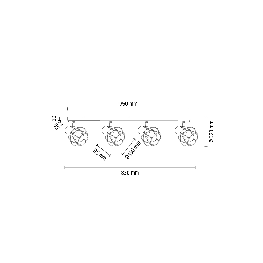 Deckenspotleuchte PHIPHI 4xE27/60W/230V Eiche – FSC-zertifiziert