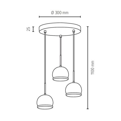 LED-Hängeleuchte an Schnur BALL WOOD 3xGU10/5W/230V – FSC-zertifiziert