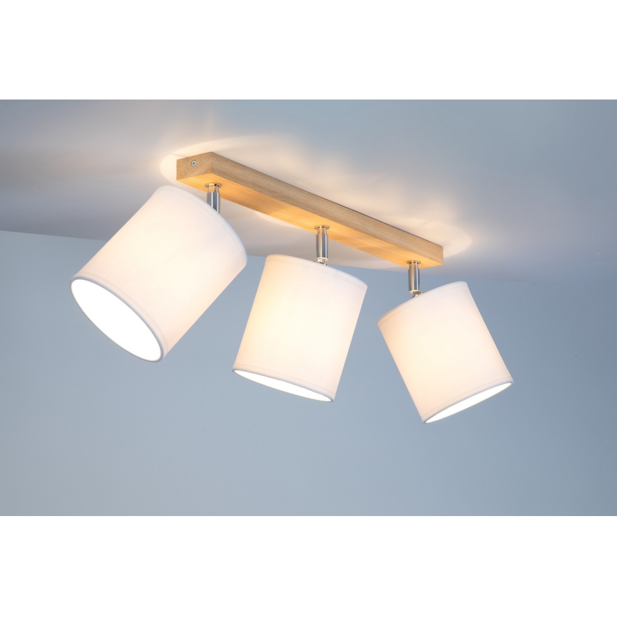 Strahler APRILLIA 3xE27/25W/230V Eiche weiß – FSC-zertifiziert
