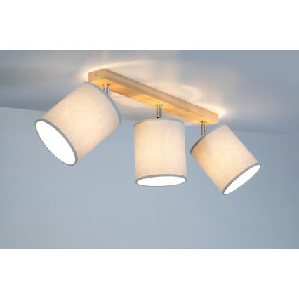 Strahler APRILLIA 3xE27/25W/230V Eiche grau – FSC-zertifiziert