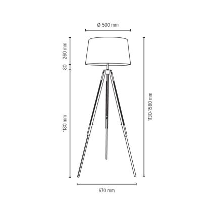 Stehleuchte TRIPOD 1xE27/60W/230V – FSC-zertifiziert