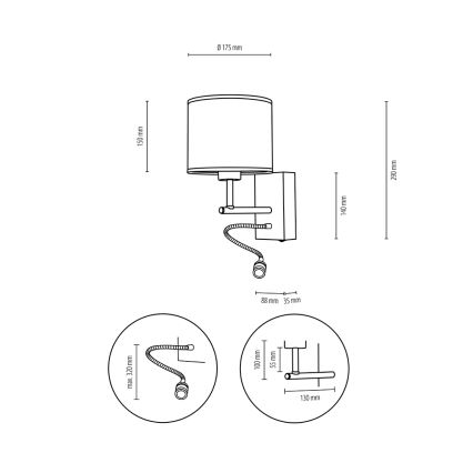 Wandlampe BOHO 1xE27/25W/230V + LED/1W/230V Eiche – FSC-zertifiziert