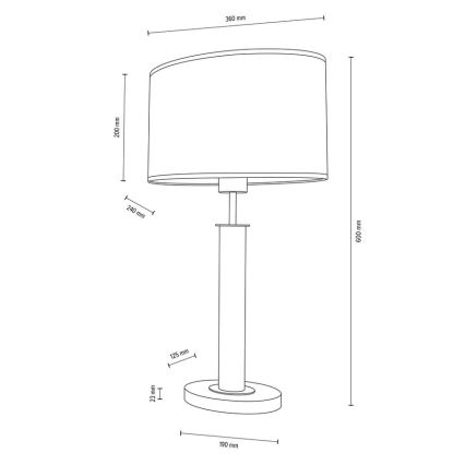 Tischlampe MERCEDES 1xE27/40W/230V 60 cm cremefarben/Eiche – FSC-zertifiziert