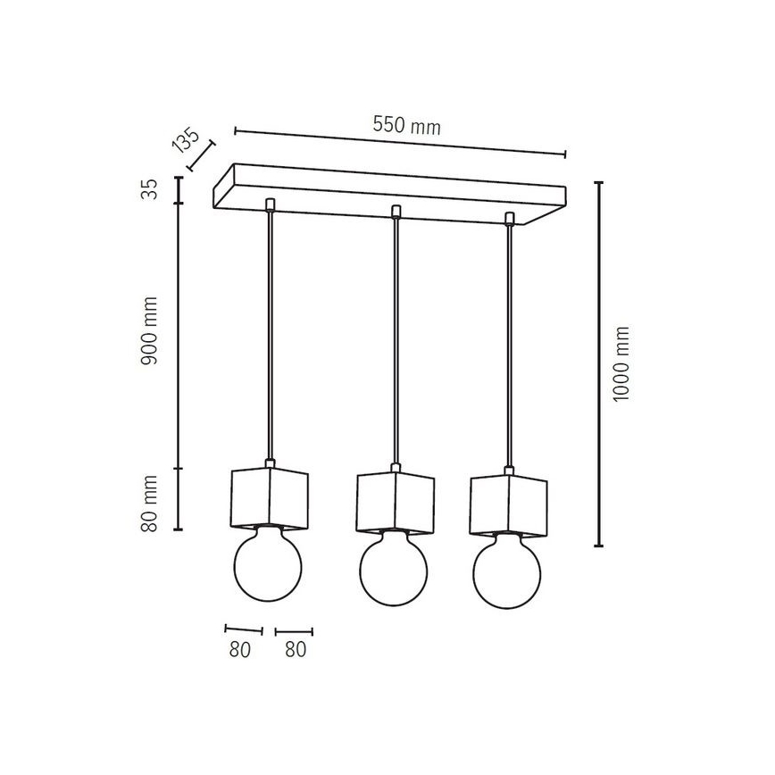 Deckenleuchte STRONG mit Seilaufhängung 3xE27/60W/230V Beton