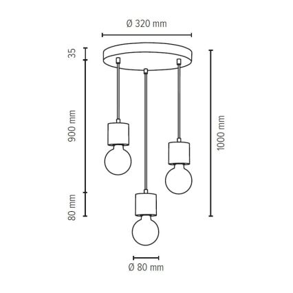 Hängeleuchte STRONG 3xE27/60W/230V – FSC-zertifiziert