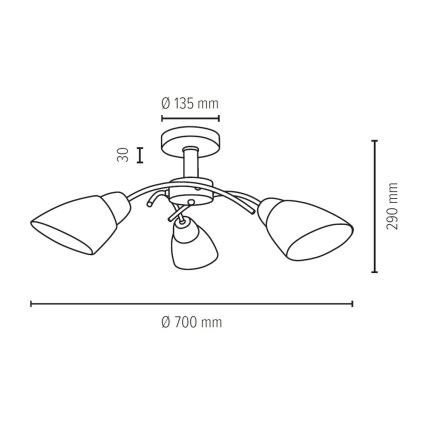 Deckenleuchte VILETTA 3xE27/60W/230V – FSC-zertifiziert