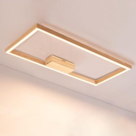 Spot-Light 91401174 - Dimmbare LED-Leuchte RAMME LED/34W/230V +  Fernbedienung Eiche matt | Beleuchtu | Deckenlampen