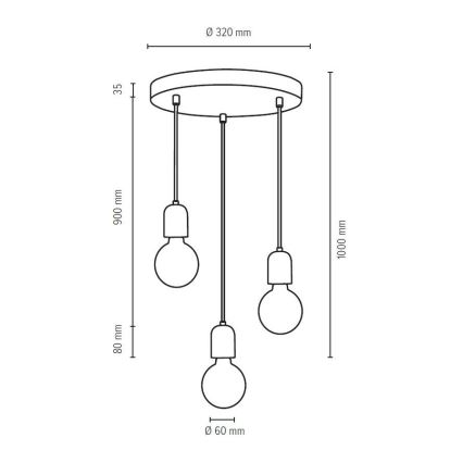 Schnur-Hängeleuchte AMORY 3xE27/60W/230V – FSC-zertifiziert
